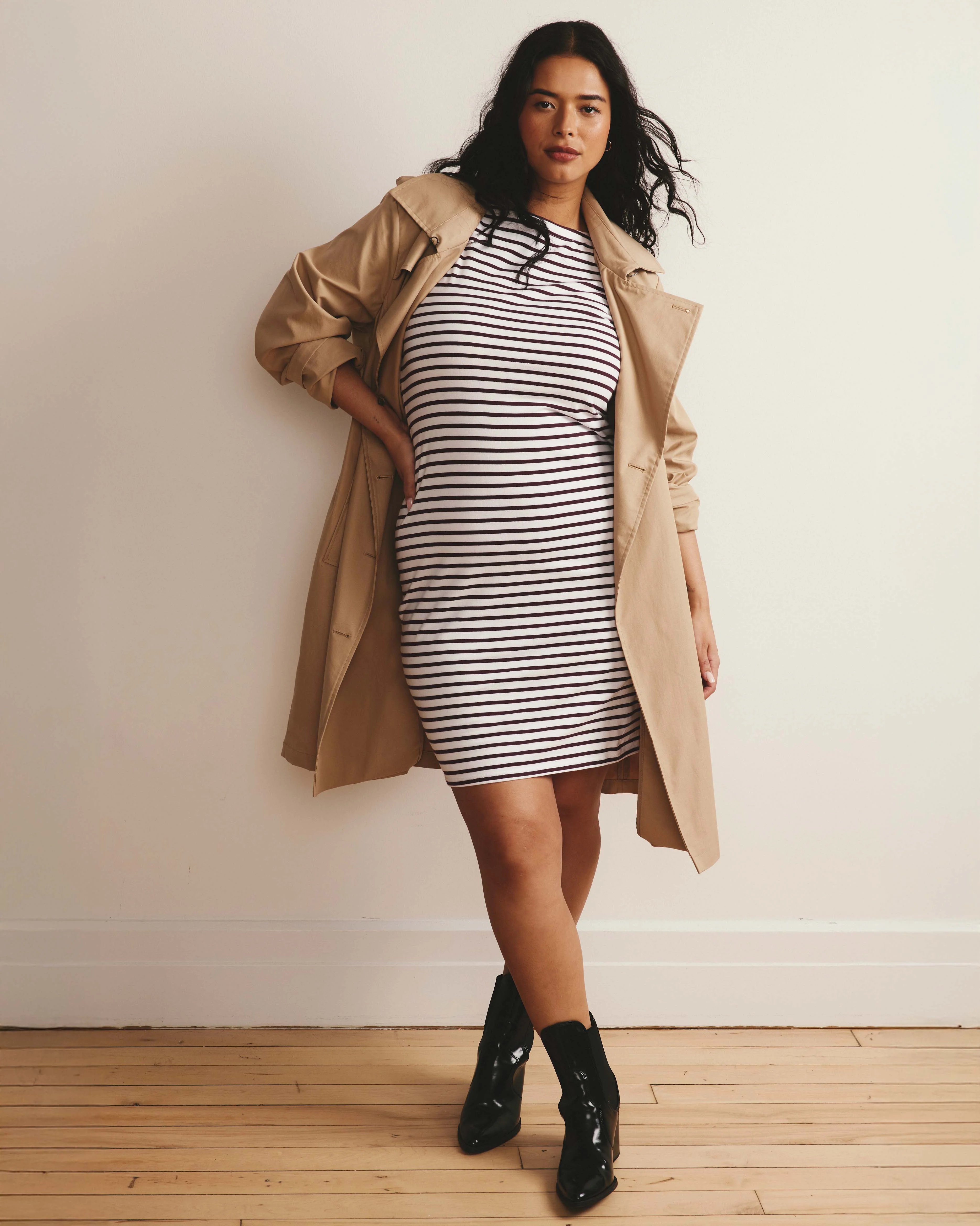 Belle Breton Stripe Jersey Dress - White/Gamay Stripe