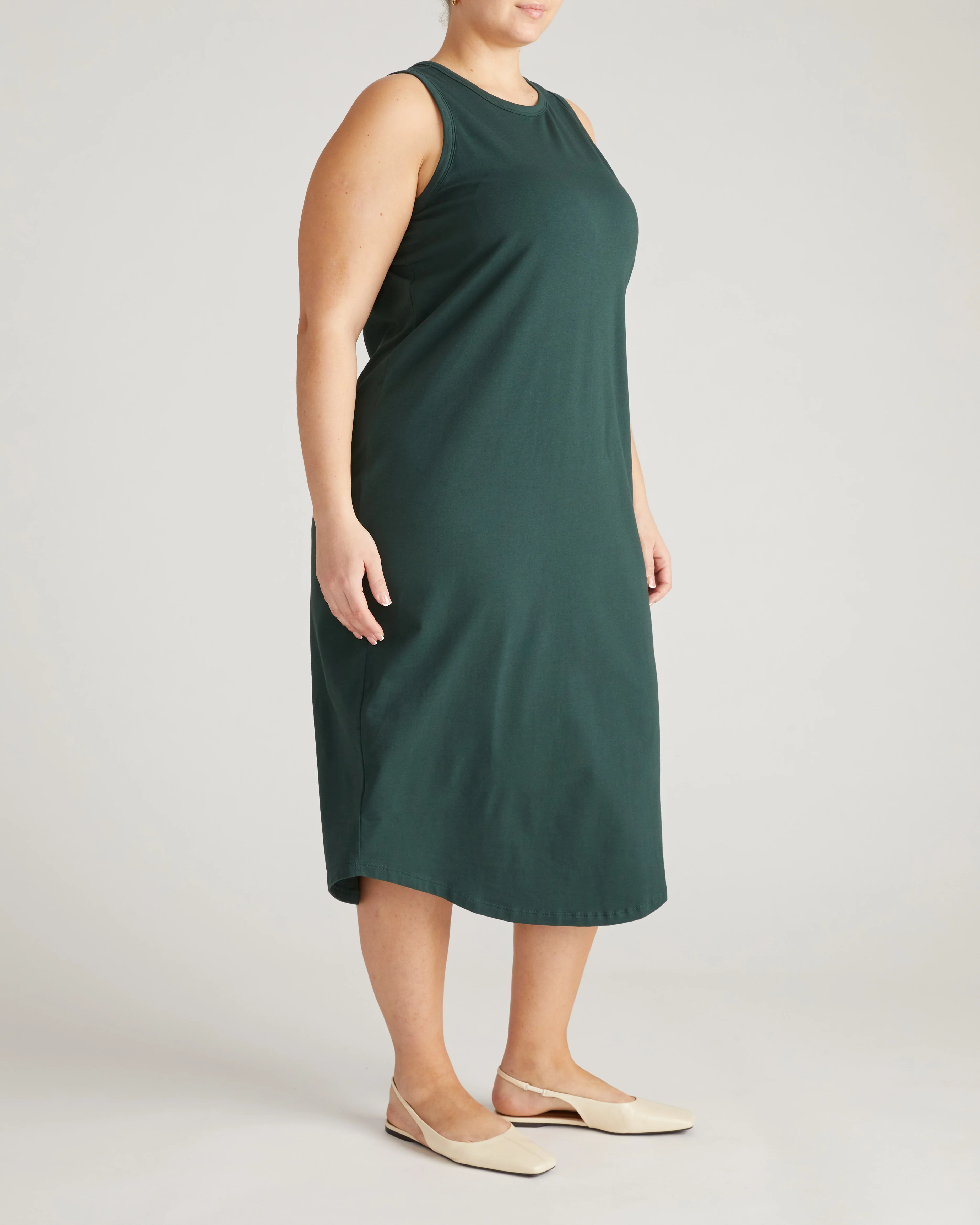 Cai High Neck Tank Dress - Forest Green - Image 3