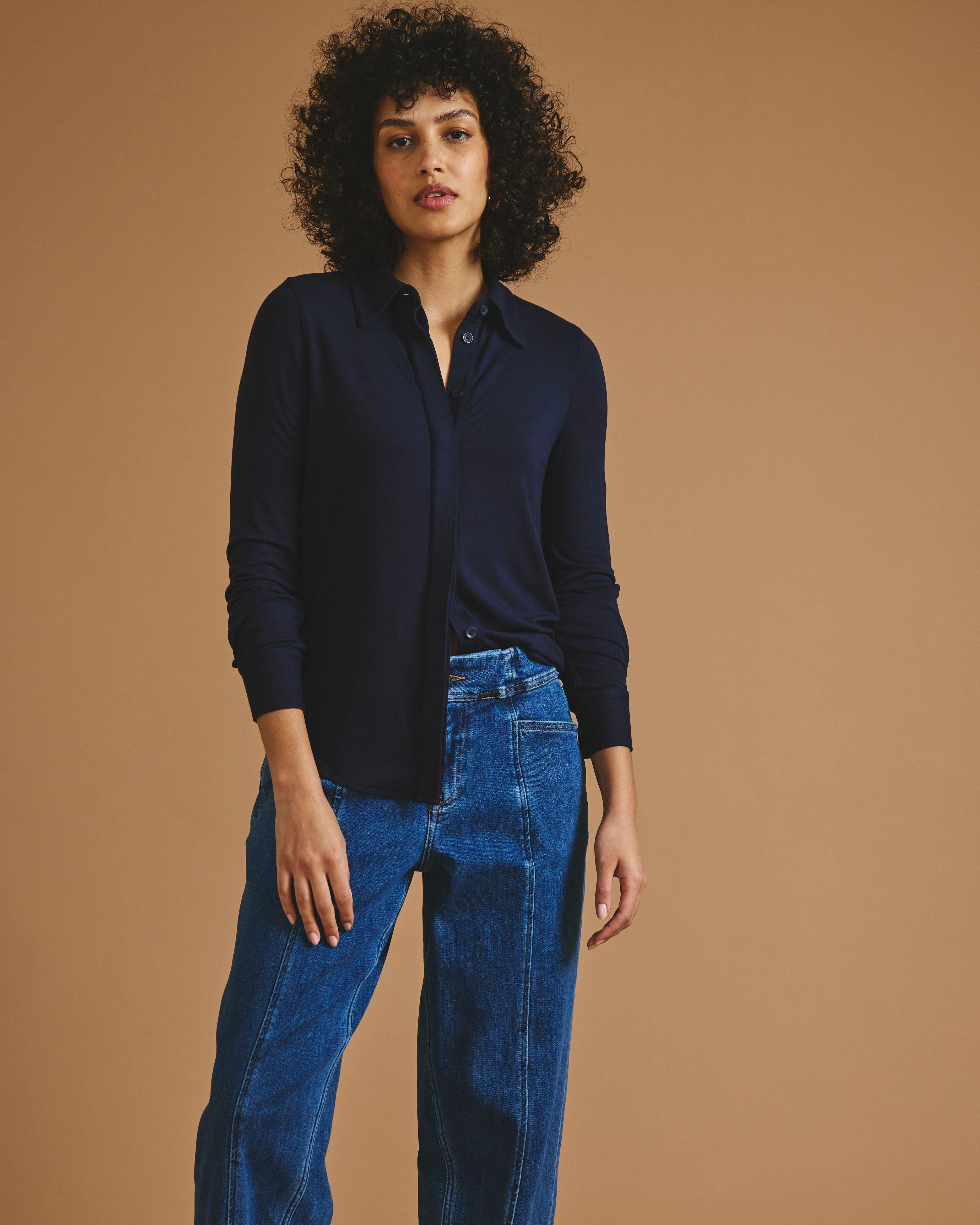 Elbe Liquid Jersey Shirt Classic Fit - Midnight