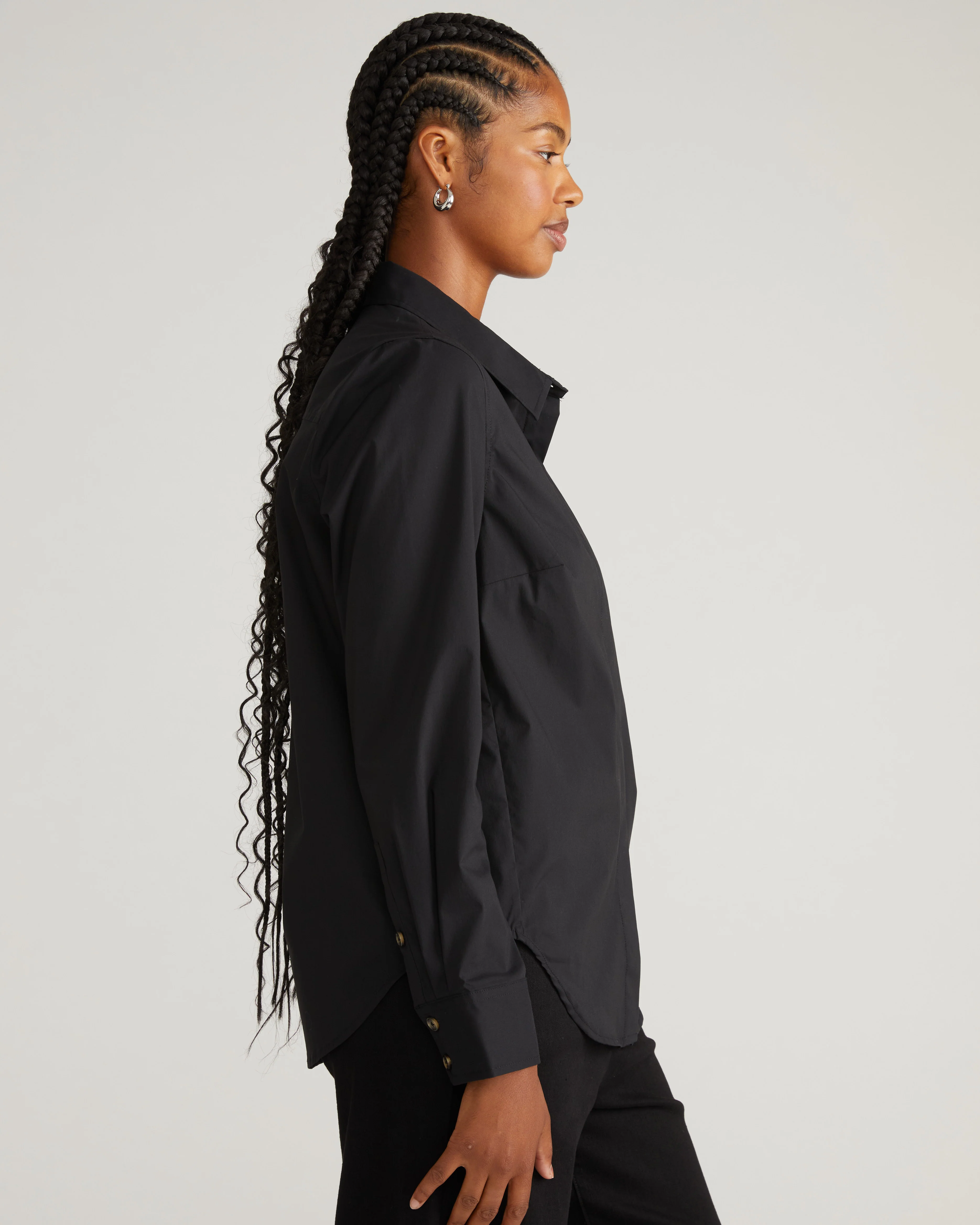 Elbe Stretch Poplin Shirt Classic Fit - Black - Image 2