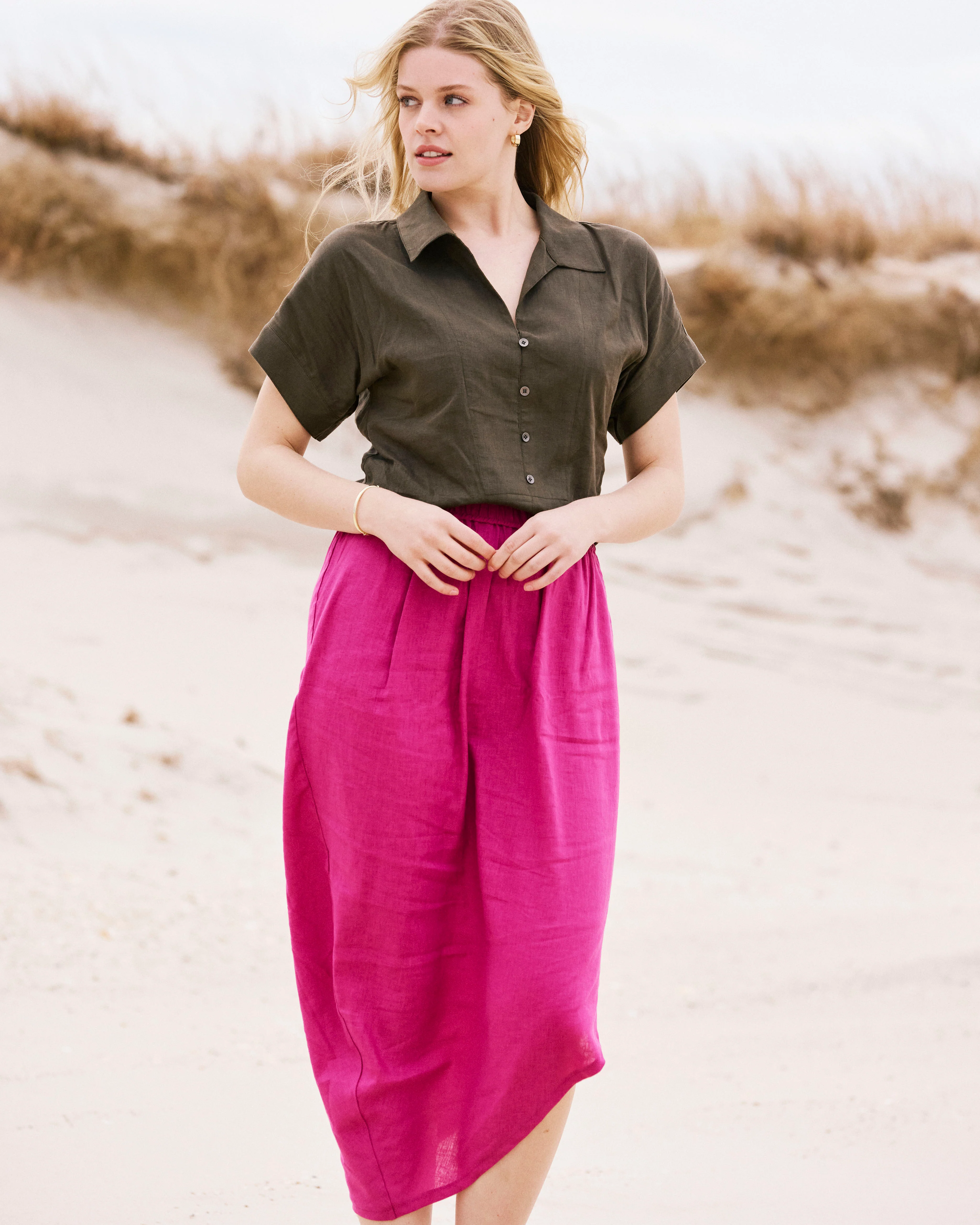 Geneva Linen Skirt - Hyper Pink - Image 2