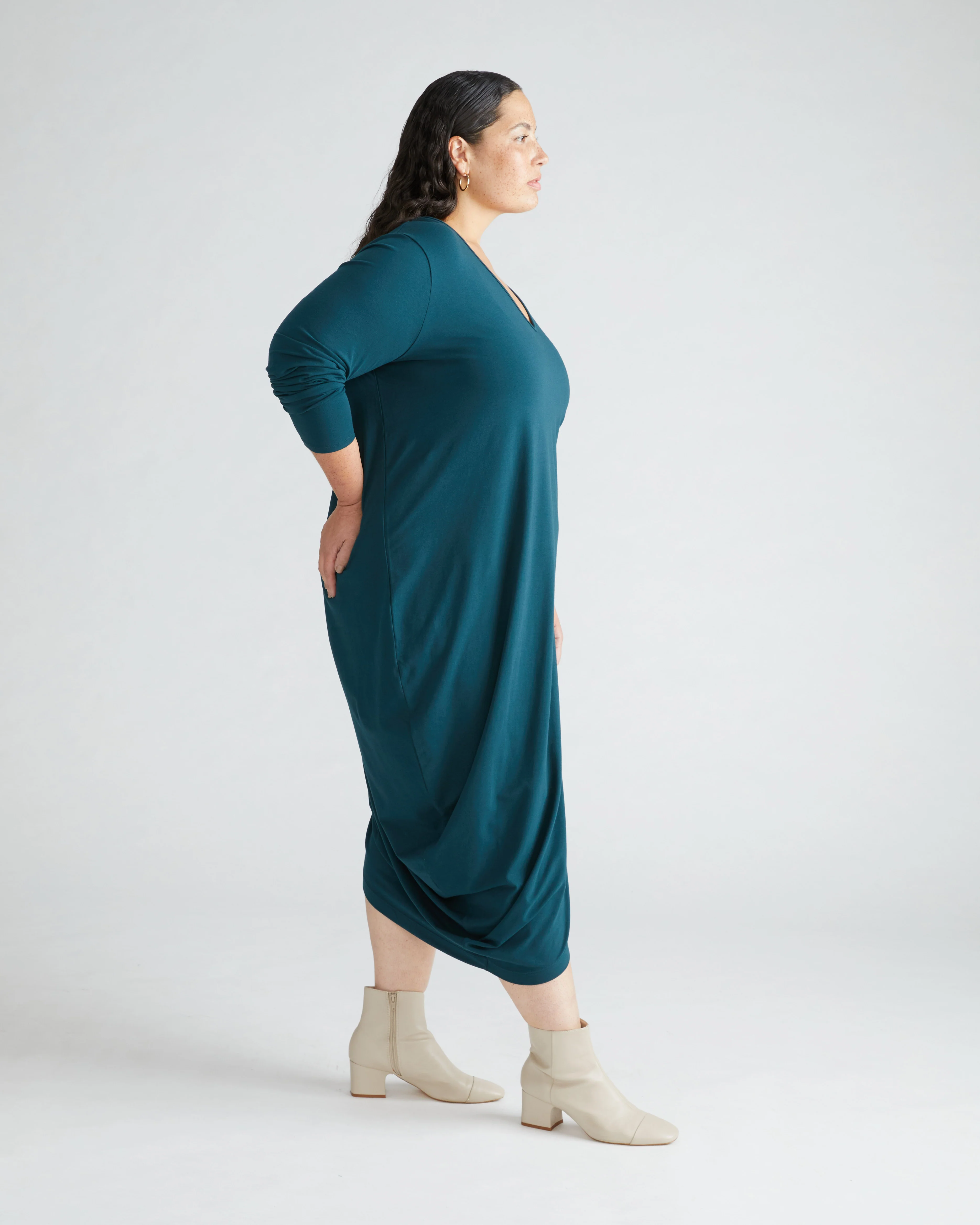 Iconic Long Sleeve V-Neck Geneva Dress - Deep Sea - Image 4
