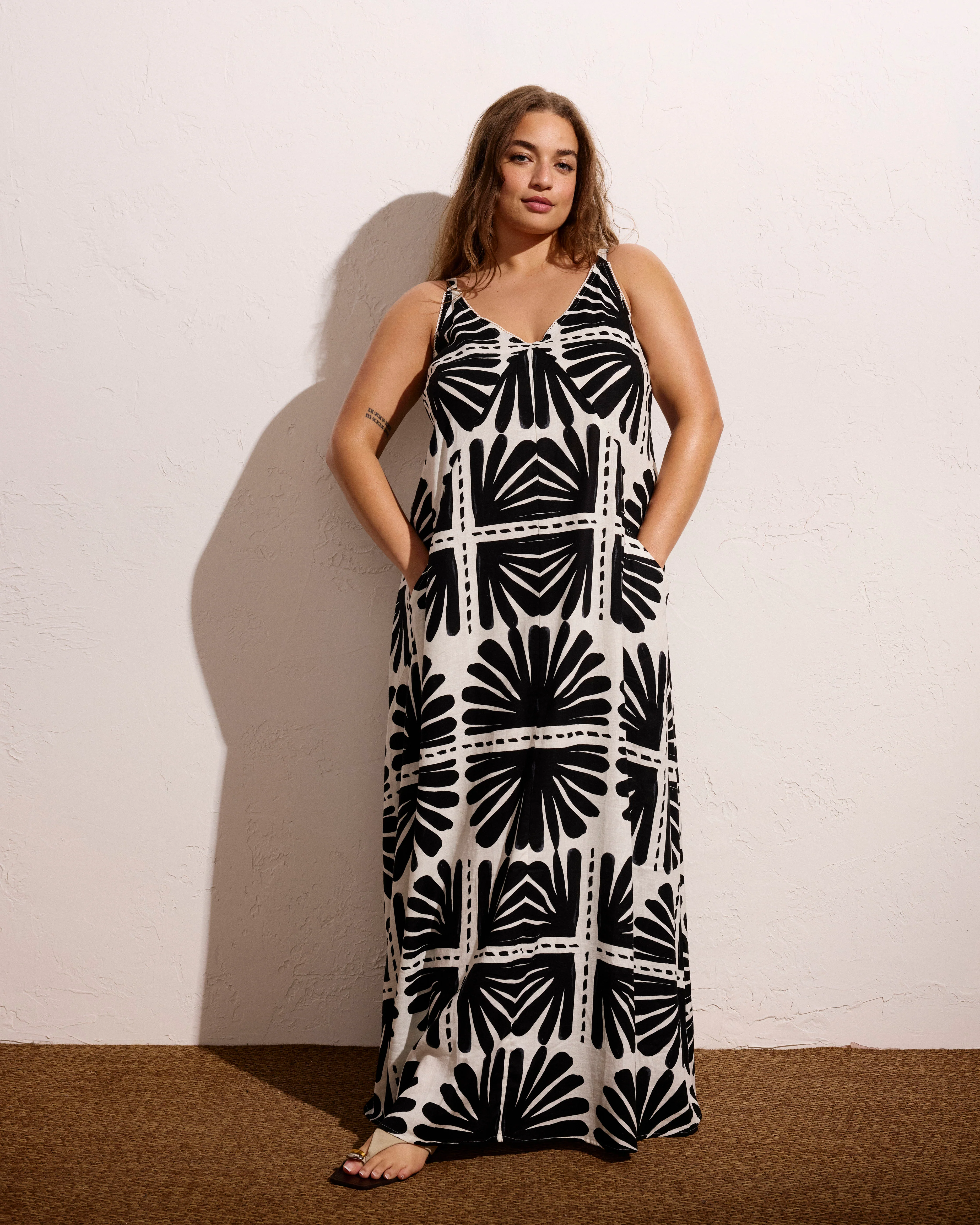 Kite Linen Dress - Ink Bloom Print