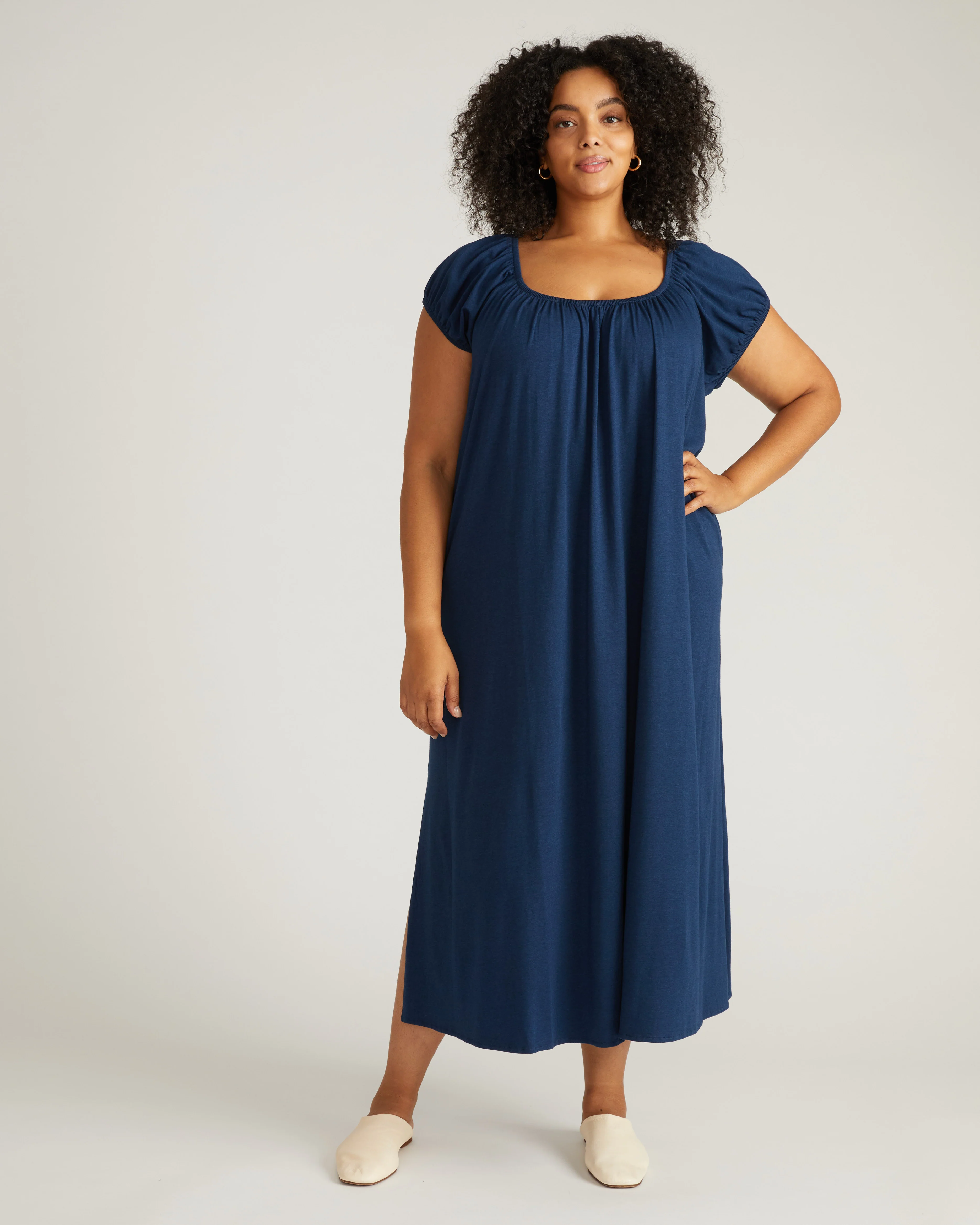 Lilian Long Sleep Dress - Pageant Blue