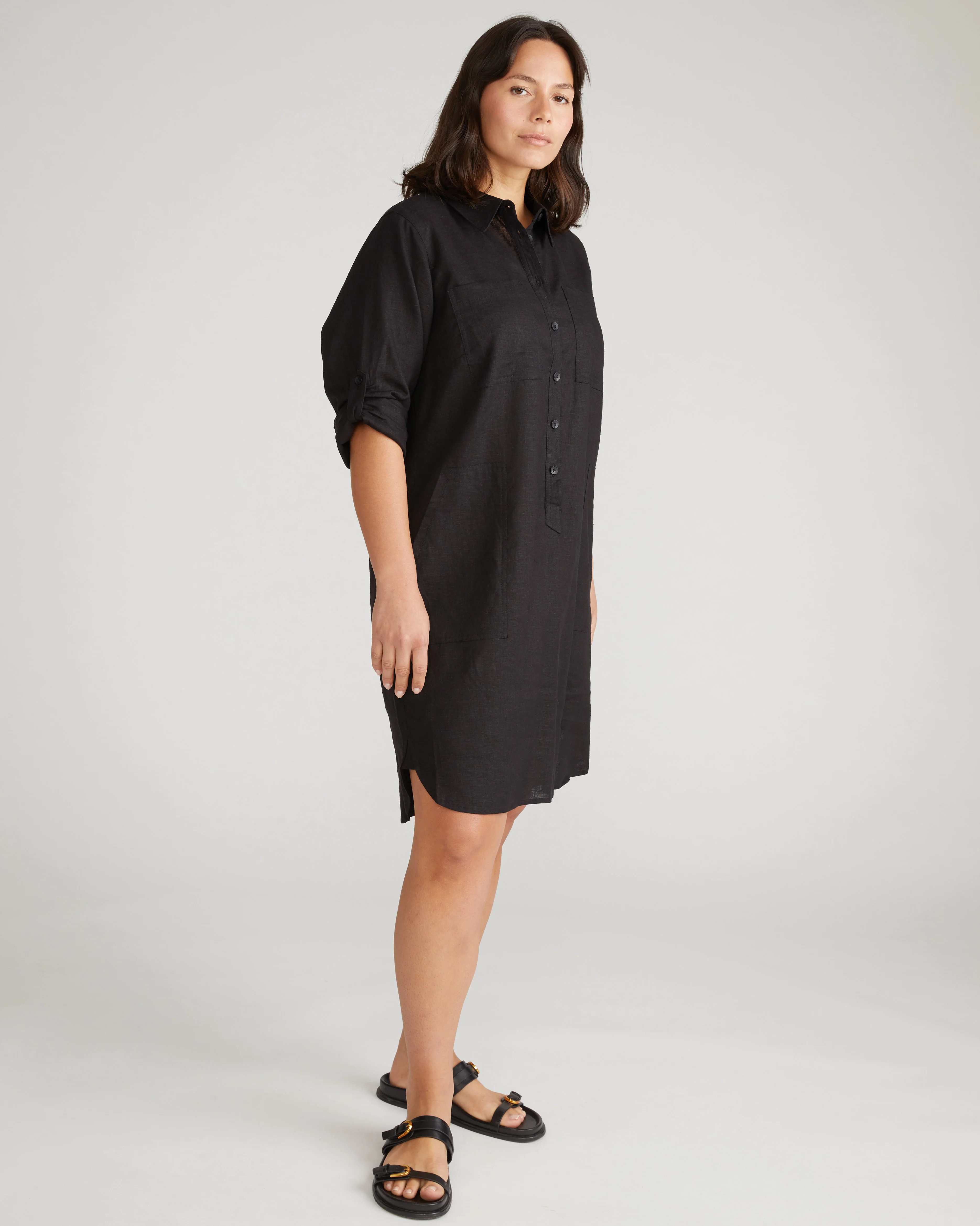 Linen Rubicon Shirtdress - Black