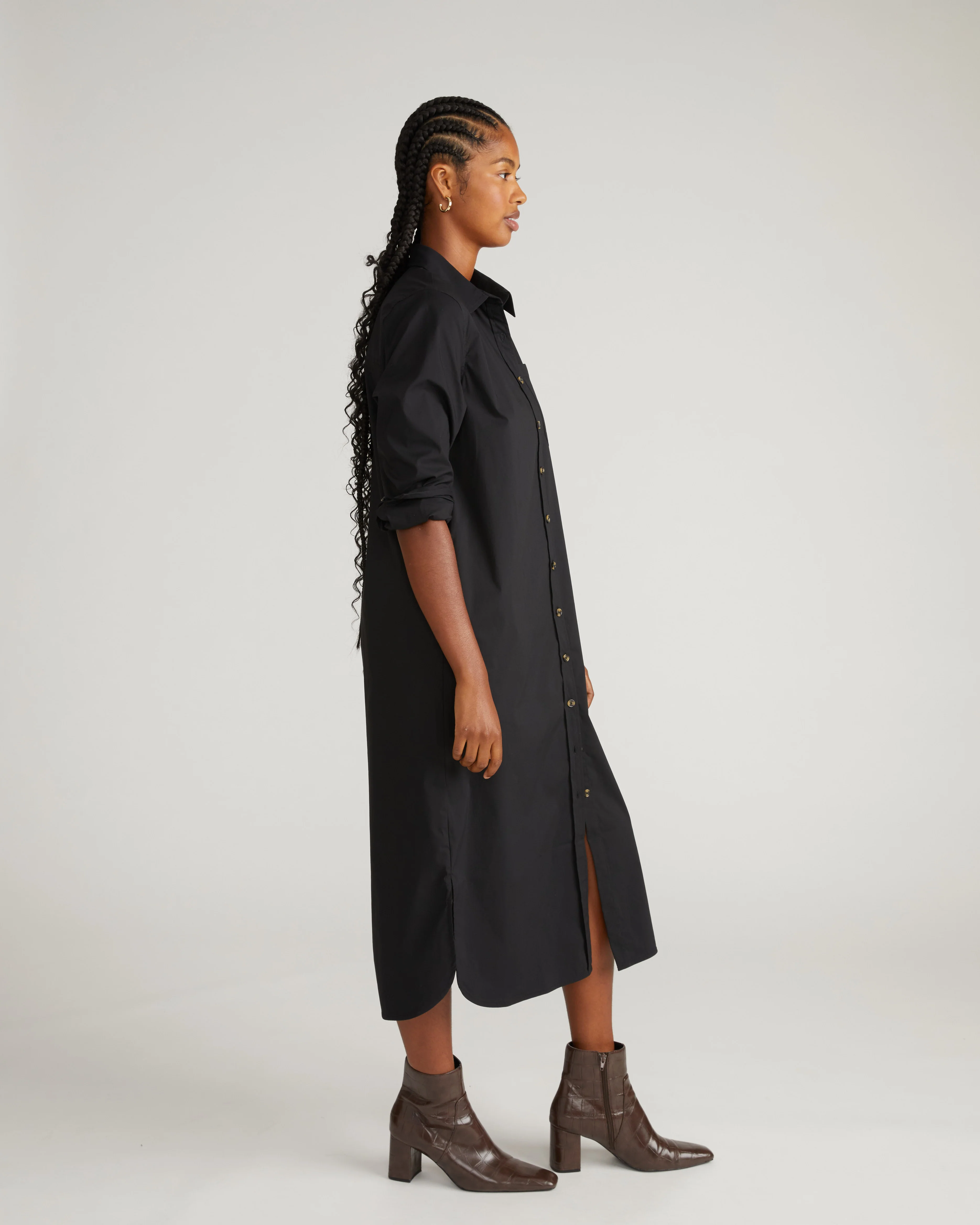 Odeon Stretch Poplin Shirtdress - Black - Image 2