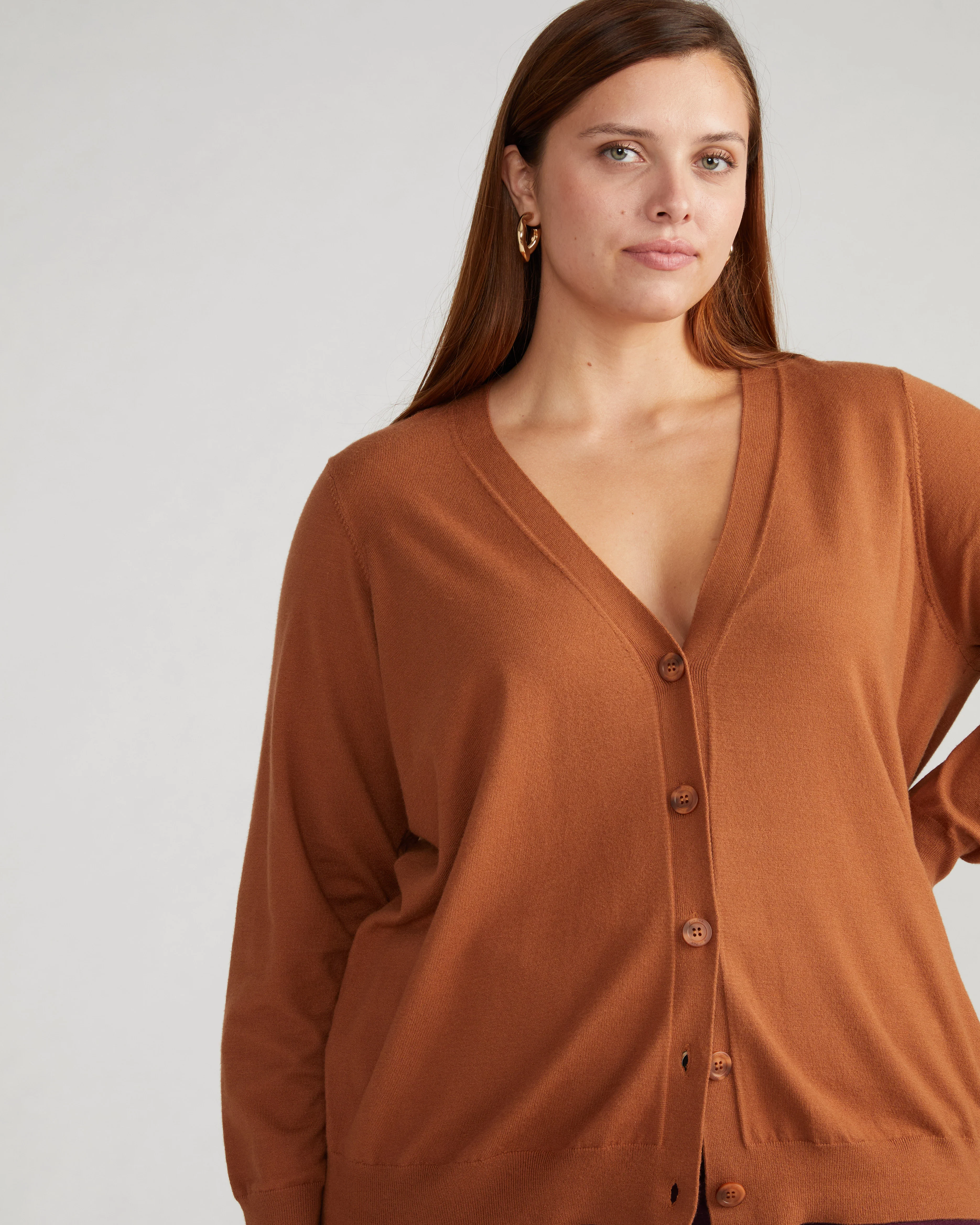 Savvy Fine Knit Cardigan - Affogato - Image 2
