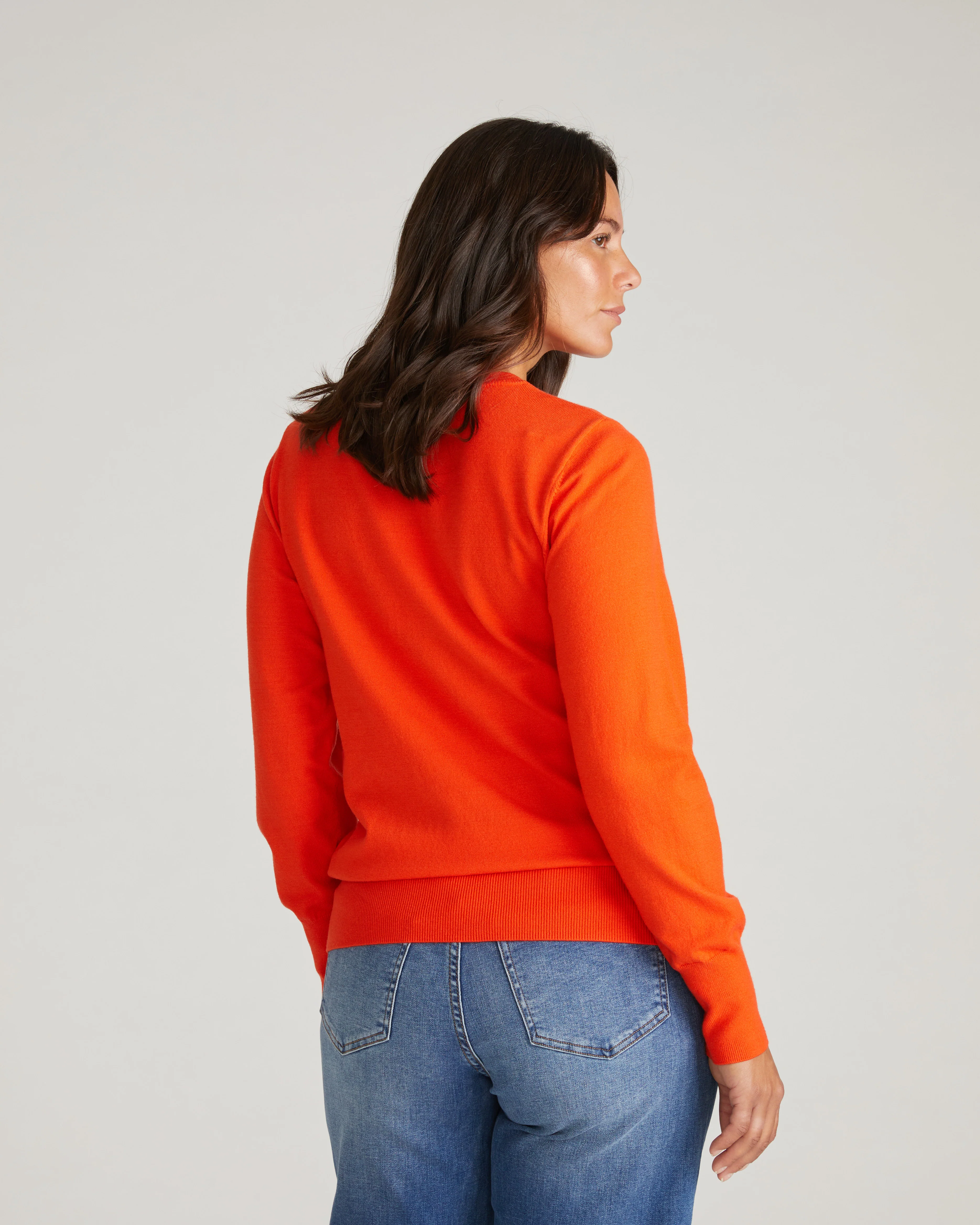 Savvy Fine Knit Crew Sweater - Poppy - Image 3