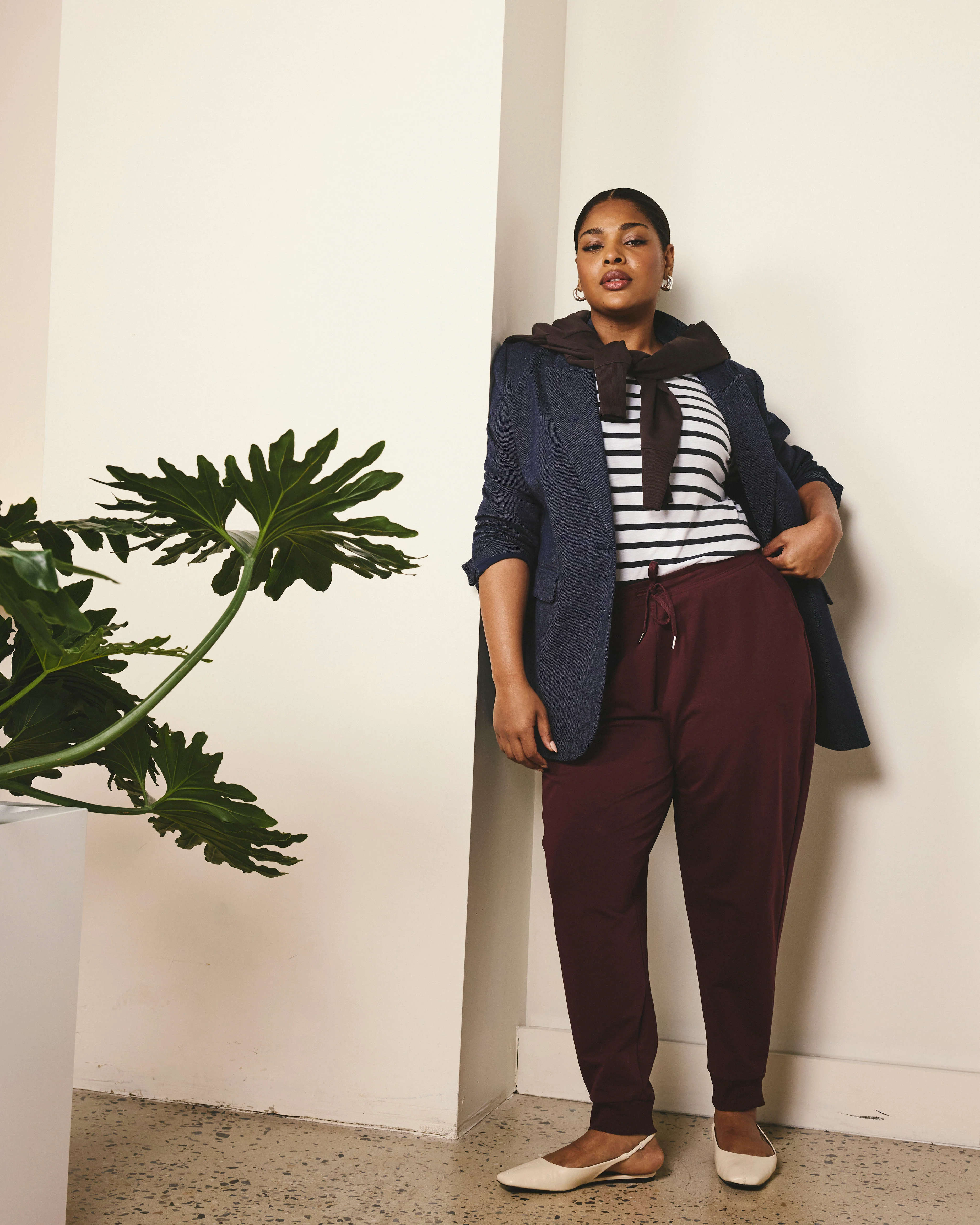 Selma French Terry Jogger - Black Cherry
